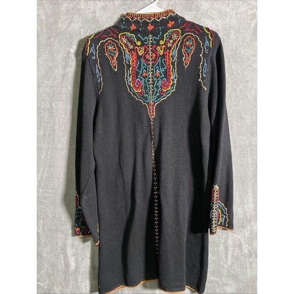 Coldwater Creek Womens Med Vtg Beaded Embroidered Duster Cardigan Boho Country - Picture 2 of 5